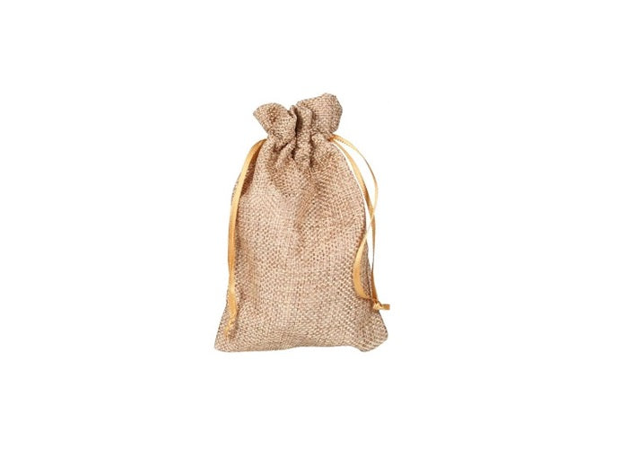 sac en toile de jute brun clair 15x9.5cm