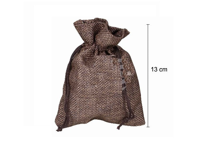 sac en toile de jute marron 13x9.5cm