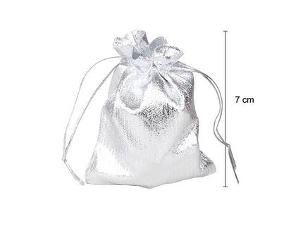 sac cadeau métallisé avec ruban argent 7x4.5cm