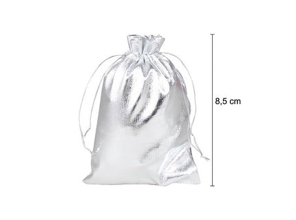 sac cadeau métallisé avec ruban argent 8.5x6.5cm