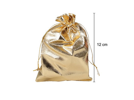 sac cadeau métallisé avec ruban or 12x9.5cm