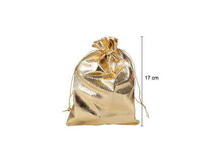 sac cadeau métallisé avec ruban or 17x12.5cm