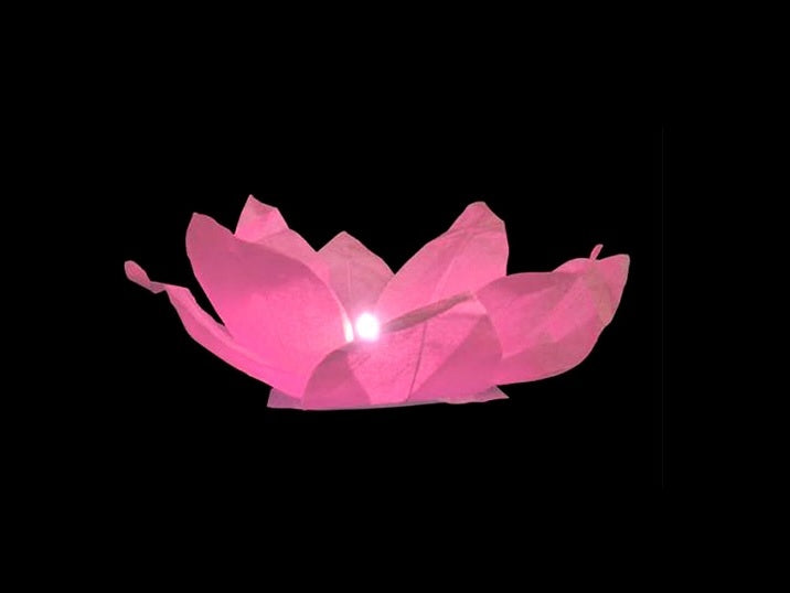 lanterne fleur de lotus flottante rose 30cm