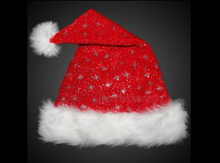 bonnet de noël paillettes et moumoute rouge adulte
