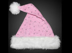 bonnet de noël paillettes et moumoute rose adulte