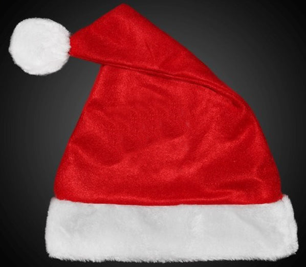 bonnet de noël peluche et moumoute rouge