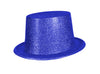 chapeau haut de forme en pvc à paillettes bleu 12cm