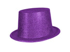 chapeau haut de forme en pvc à paillettes lilas 12cm