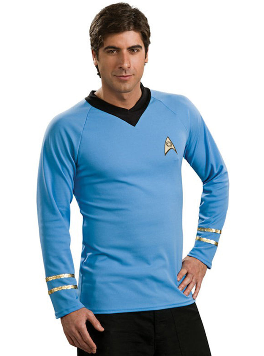Déguisement de Star Trek classique bleu | t-shirt avec emblème brodé | J2F Shop