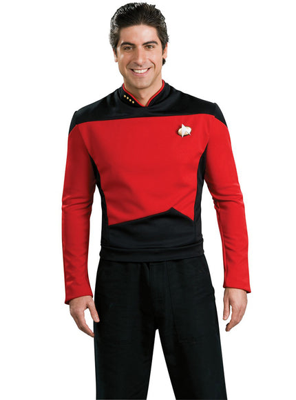 Déguisement Commandant Rouge Star Trek La Nouvelle Génération homme | Tee-shirt avec insigne de rang , insigne | J2F Shop