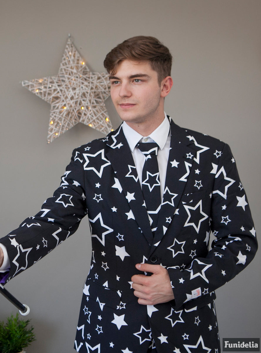 Costume Noir "Starring" avec étoiles - Opposuits | Veste, pantalon , cravate | J2F Shop