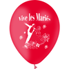 10 Ballons Latex HG95 Vive les Mariés Couple Rouge - PMS