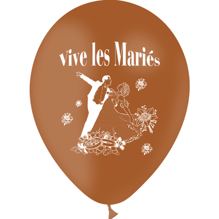 10 Ballons Latex HG95 Vive les Mariés Couple - PMS