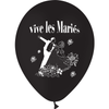 10 Ballons Latex HG95 Vive les Mariés Couple Noir - PMS