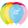 8 Ballons Latex HG95 100 Ans Assortis - PMS