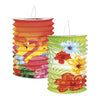 2 lampions flamant rose Hawaï - Hibiscus | 2 lampions en papier de 16 cm | J2F Shop