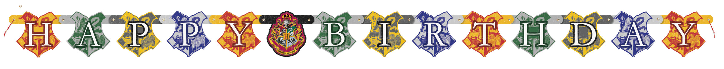 Banderole anniversaire Maisons Poudlard - Harry Potter | Guirlande en carton de 1,82m | J2F Shop