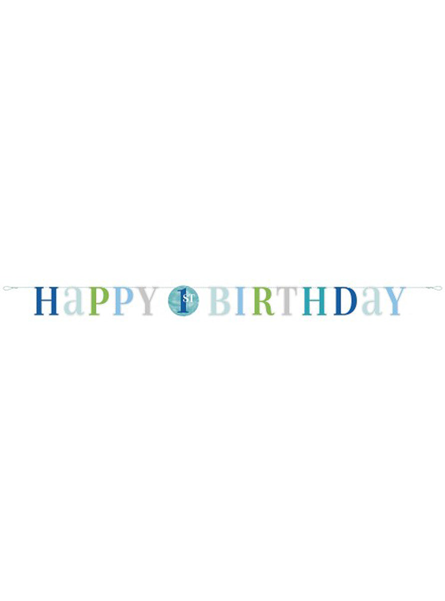Guirlande premier anniversaire bleu - Blue Dots 1st Birthday | Guirlande en carton de 1,8 m | J2F Shop