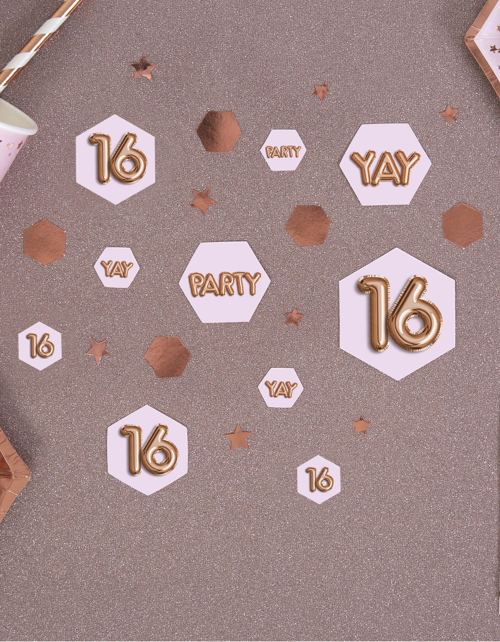 Confettis de table "16" - Glitz & Glamour Pink & Rose Gold | confettis de table | J2F Shop