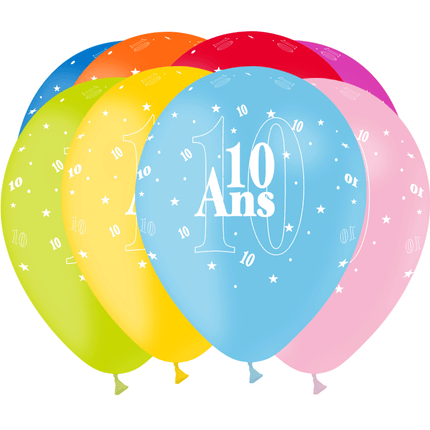 8 Ballons Latex HG95 10 Ans Assortis - PMS