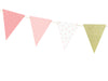 Guirlande fanions motifs à pois roses en papier - Pink 1st Birthday | fanion en papier de 130 cm de long par 14 cm de haut | J2F Shop