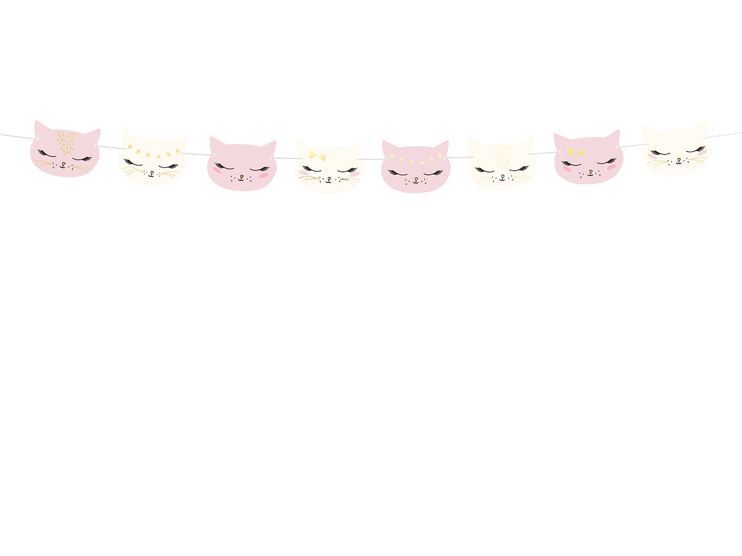 Guirlande têtes de chats rose pastel en papier - Meow Party | Guirlande de 0,85 x 1,4 m | J2F Shop