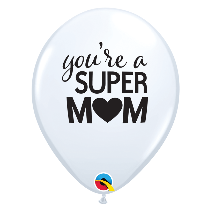 25 Ballons Simply Super MoM White 11