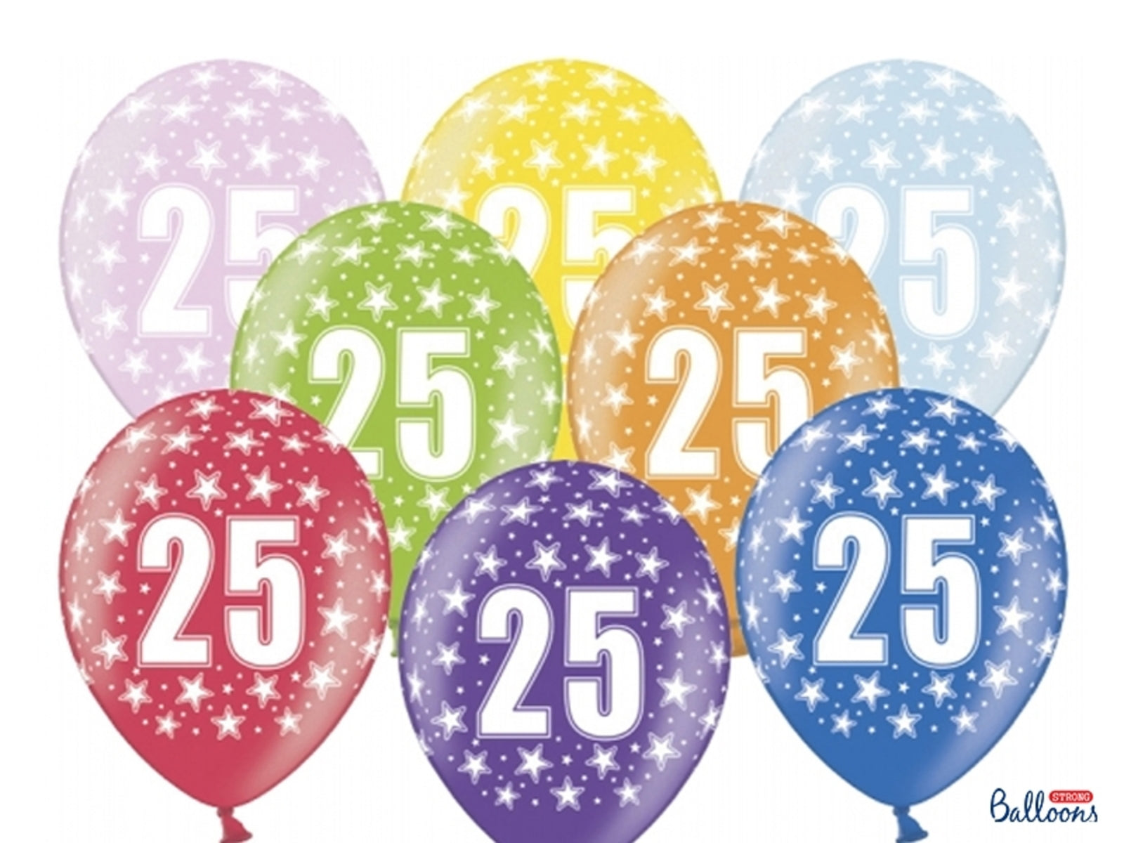 50 ballons en latex "25" multicolores (30 cm) | 50 ballons en latex 30 cm | J2F Shop