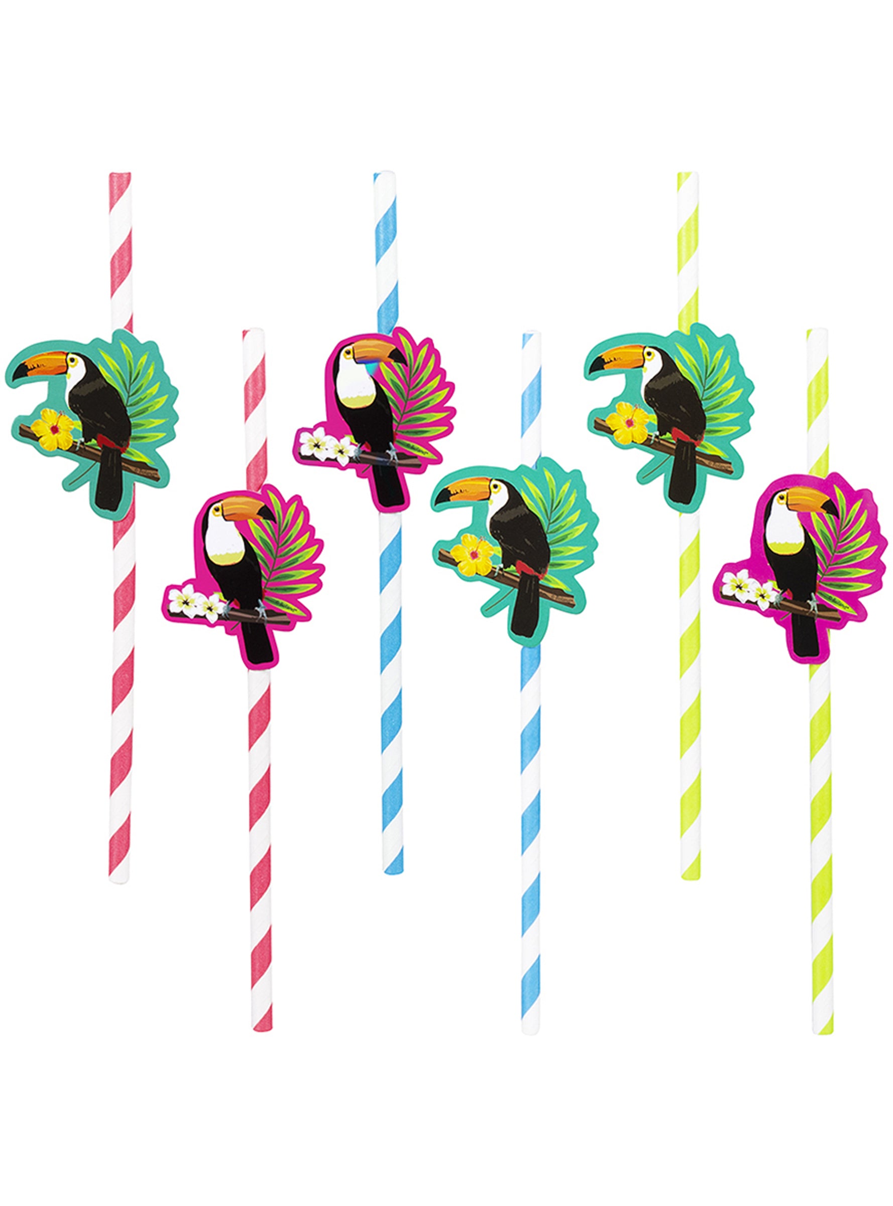 6 pailles toucans - Toucan Party | 6 pailles 20 cm | J2F Shop