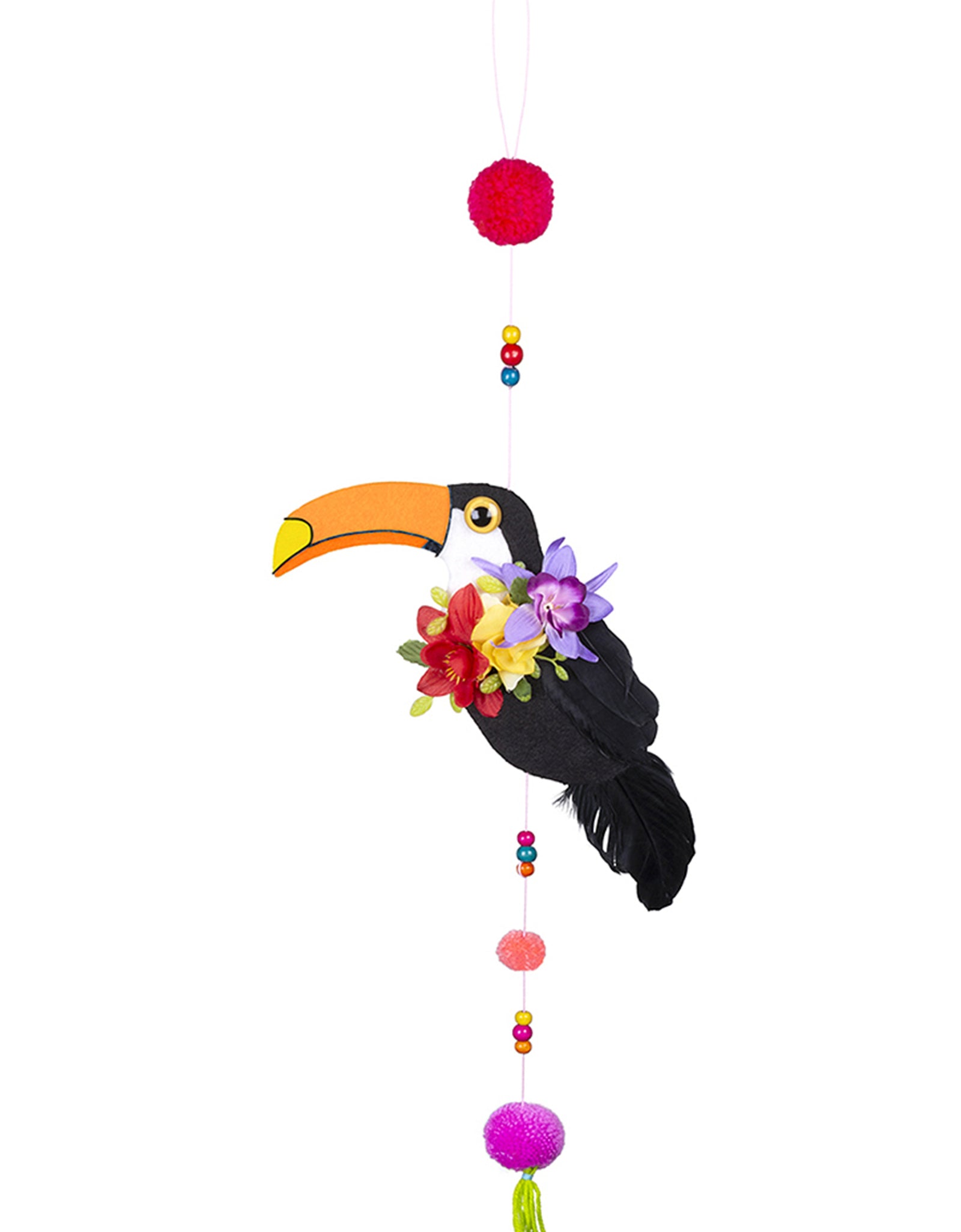 Décoration à suspendre toucan avec plumes - Toucan Party | Décoration à suspendre 70 cm | J2F Shop
