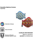 Masque Super Zings enfant bleu et rouge (2 unités) | 4 unités avec différents modèles de masques hygiéniques réutilisables approuvés par la norme UNE 0065:2020. <br/>
Filtration , efficacité virale (BFE) >98% (EKOTEKS).<br/>
Respirabilité (pression différentielle), 33,7 (+-1,6) Pa/cm2 (AIJU).<br/>
Fabriqué | J2F Shop