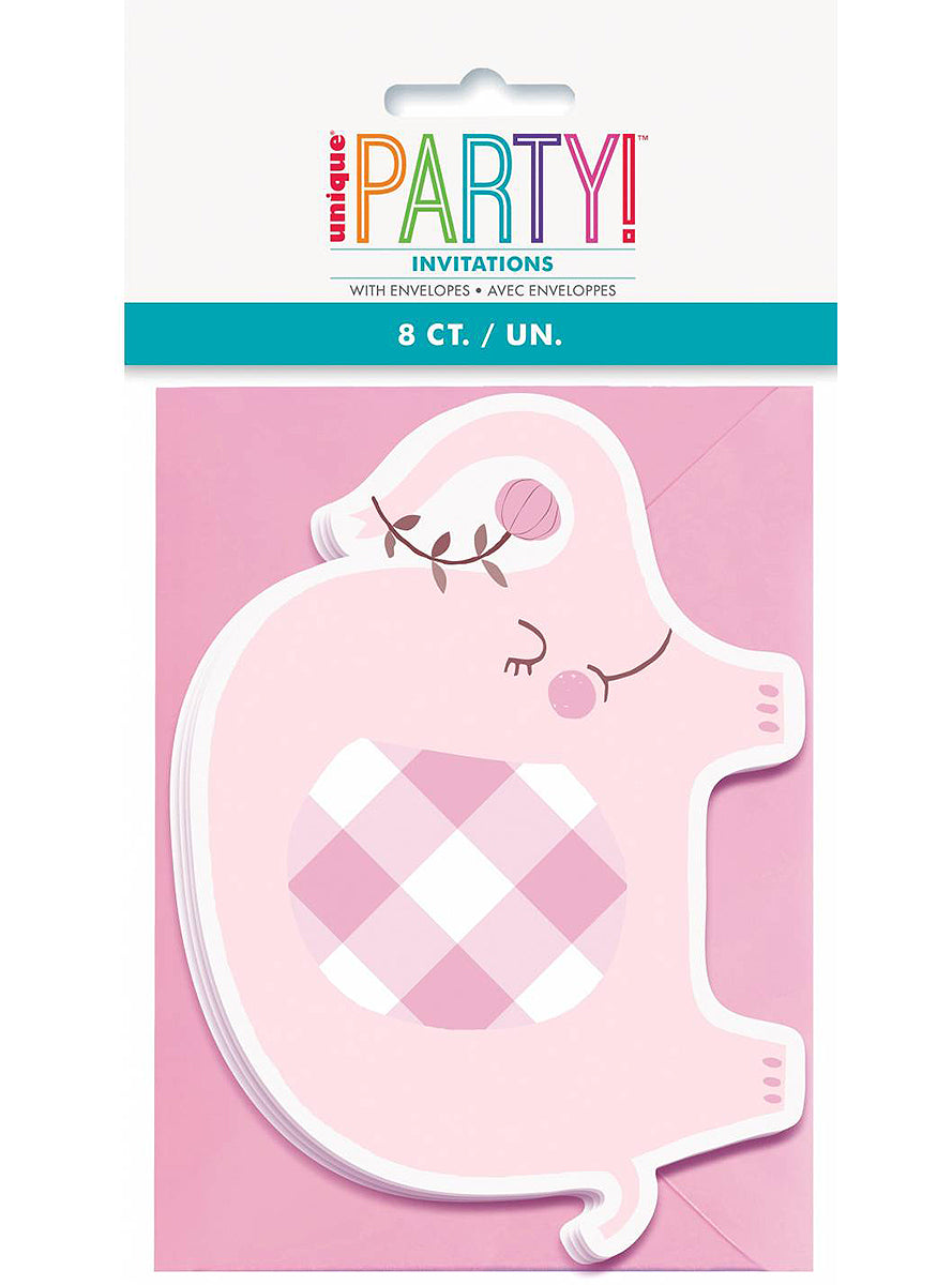 8 invitations éléphant rose baby Shower - Pink Floral Elephant | 8 invitations | J2F Shop