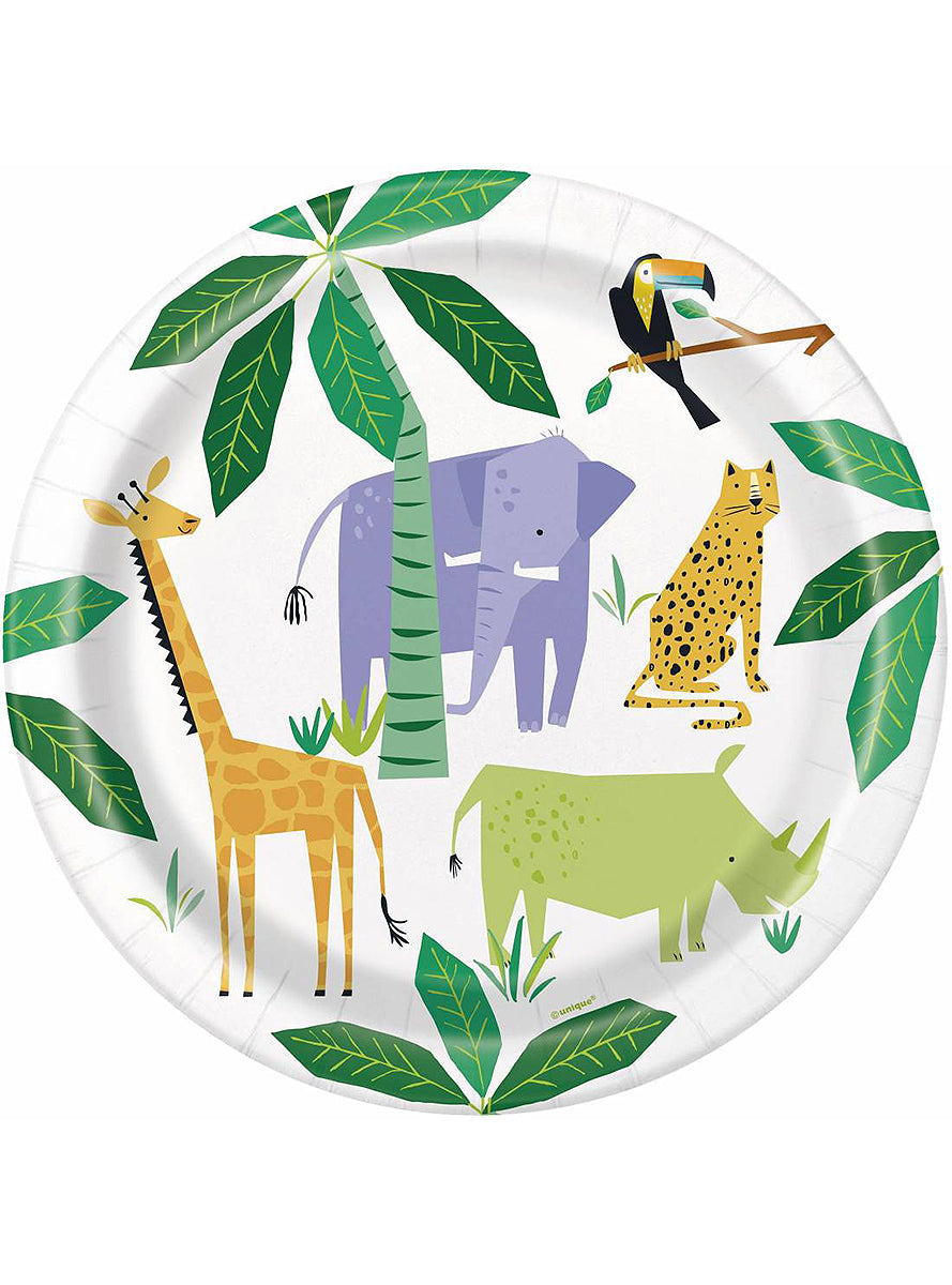 8 assiettes animaux (23 cm) - Animal Safari | 8 assiettes en carton de 23 cm | J2F Shop