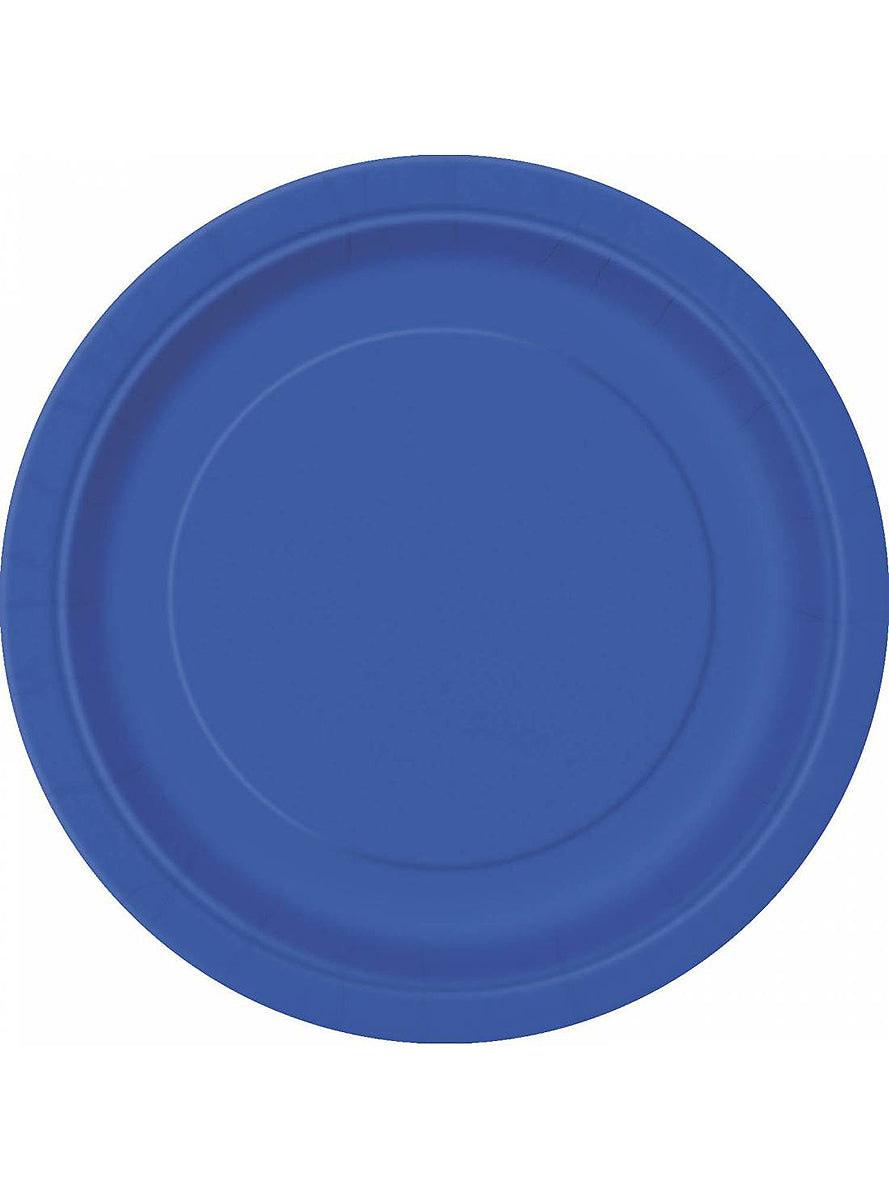 8 assiettes bleu foncé (23 cm) - Gamme couleur unie | 8 assiettes en carton de 23 cm | J2F Shop