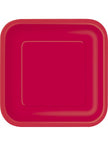 16 petites assiettes carrées rouges (18 cm) - Gamme couleur unie | 16 assiettes en carton carrées de 18 cm | J2F Shop