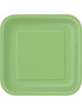 14 assiettes carrées verte citron (23 cm) - Gamme couleur unie | 14 assiettes de 23 cm carrées en carton | J2F Shop