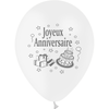 10 Ballons Latex HG95 Joyeux Anniversaire Blanc - PMS