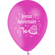 10 Ballons Latex HG95 Joyeux Anniversaire Fuschia - PMS