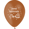 10 Ballons Latex HG95 Joyeux Anniversaire Chocolat - PMS
