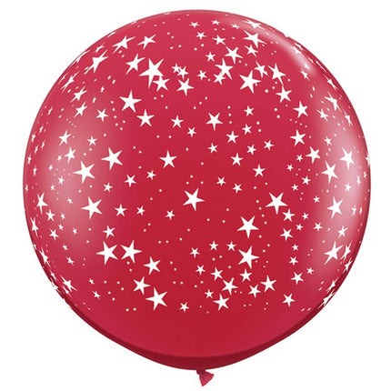 2 Ballons latex 3' Etoiles Rouge Opaque - Qualatex