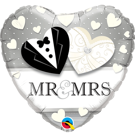 Ballon Aluminium 18″ Mr & Mrs Wedding – Qualatex