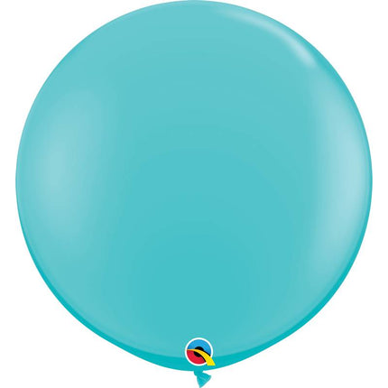 2 Ballons Latex 3' Caribbean Blue - Qualatex