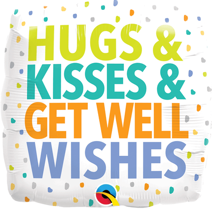 Ballon Aluminium 18″ Hugs Kisses Get Well Wishes – Qualatex