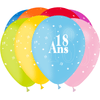 8 Ballons Latex HG95 18 Ans Assortis - PMS