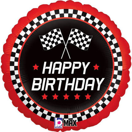 Ballon Aluminium 18″ Checkered Flag Birthday – Grabo