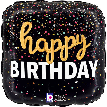 Ballon Aluminium 18″ Birthday Script Confetti – Grabo