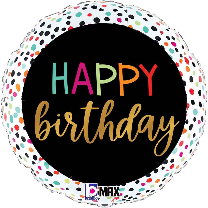 Ballon Aluminium 18″ Birthday Colorful Dots – Grabo