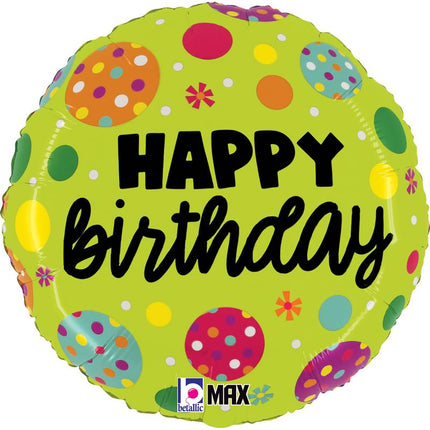 Ballon Aluminium 18″ Birthday Polka Dots – Grabo