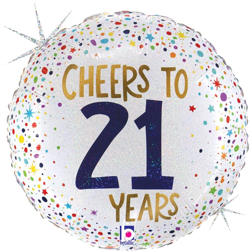 Ballon Aluminium 18″ Cheers to 21 Years – Grabo