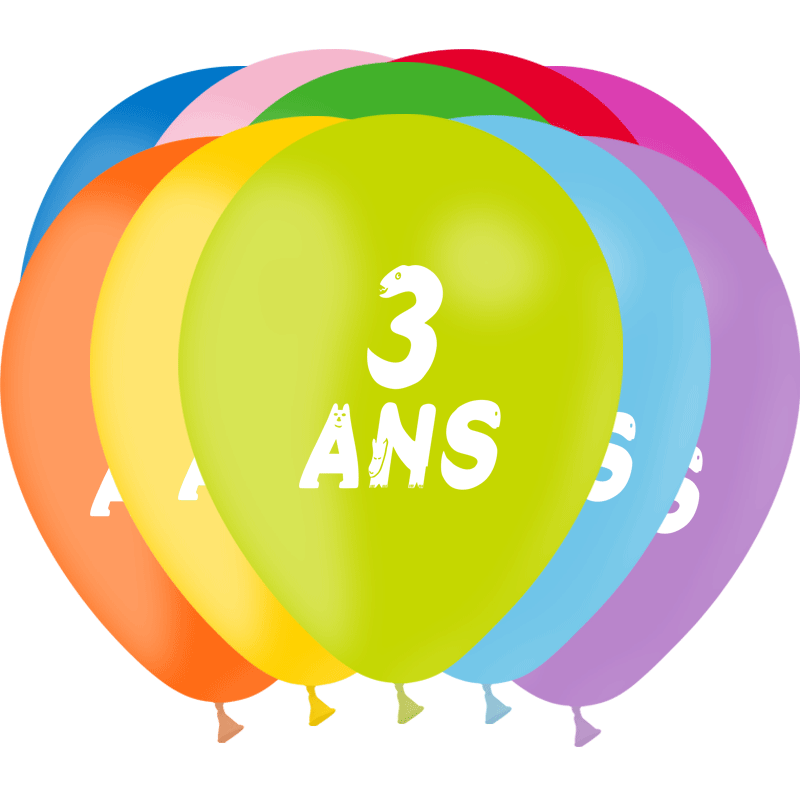 10 Ballons Latex HG95 Jubilé 3 Ans - PMS